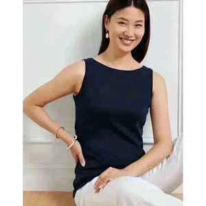Talbots Blue Ladies Sleeveless Bateau Neck Tank, Size Large petite  Navy